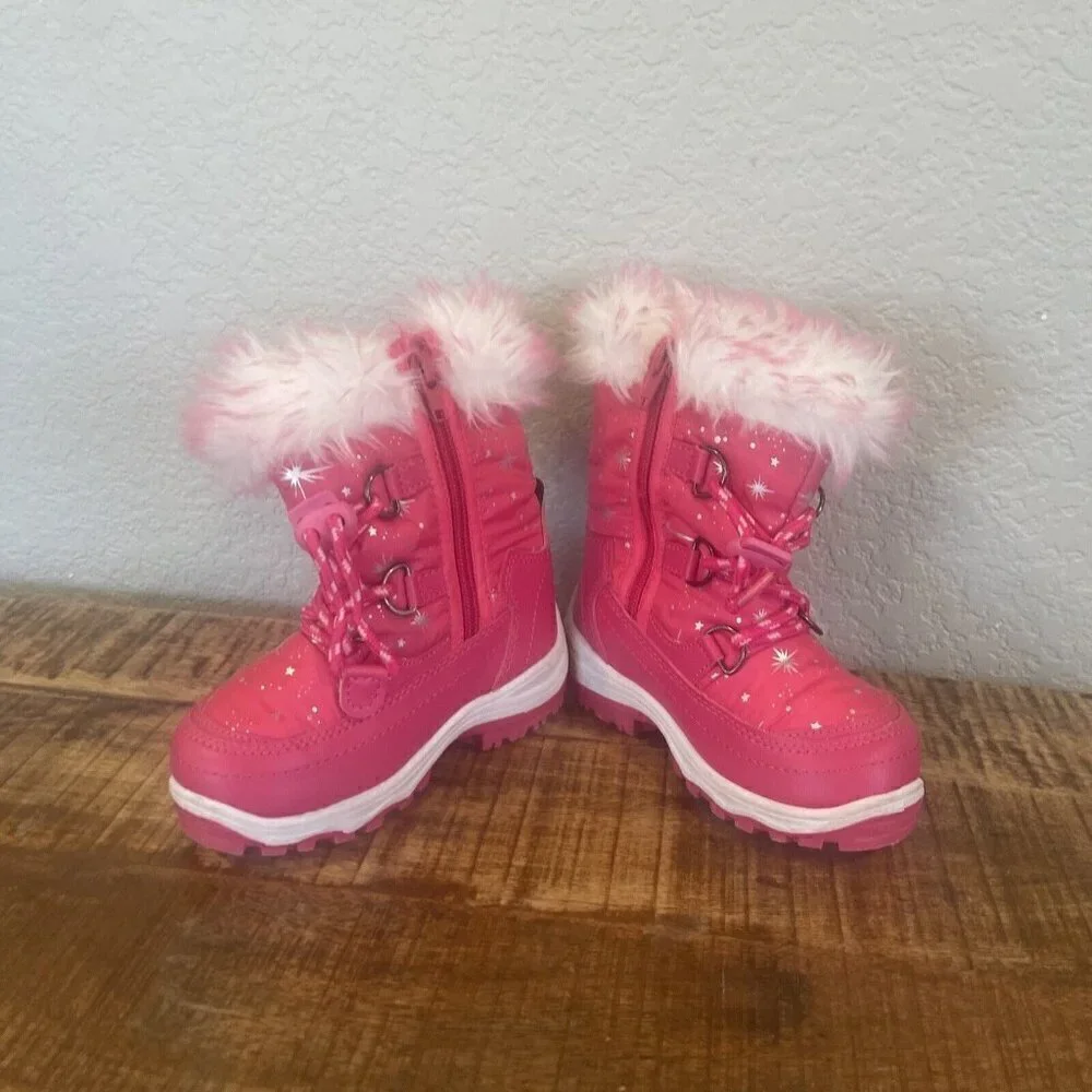 DREAM PAIRS Toddler 7 Girls Snow Boots Mid Calf Winter Faux Fur Lined Boots